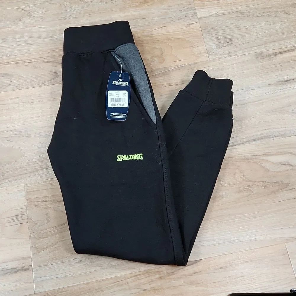 🩵NWT Spalding Black Sweatpants Youth Size 8